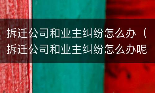 拆迁公司和业主纠纷怎么办（拆迁公司和业主纠纷怎么办呢）