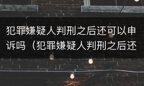 犯罪嫌疑人判刑之后还可以申诉吗（犯罪嫌疑人判刑之后还可以申诉吗）