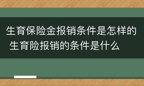 生育保险金报销条件是怎样的 生育险报销的条件是什么