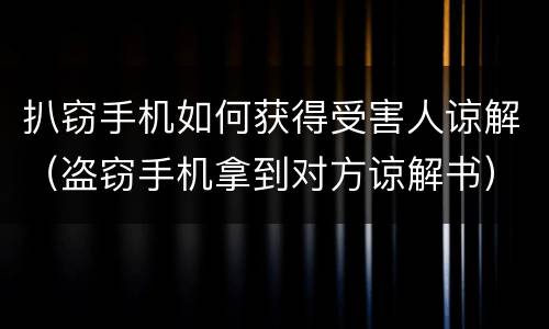 扒窃手机如何获得受害人谅解（盗窃手机拿到对方谅解书）