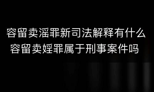 容留卖滛罪新司法解释有什么 容留卖婬罪属于刑事案件吗