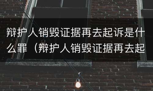 辩护人销毁证据再去起诉是什么罪（辩护人销毁证据再去起诉是什么罪名）