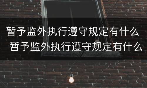 暂予监外执行遵守规定有什么 暂予监外执行遵守规定有什么条件