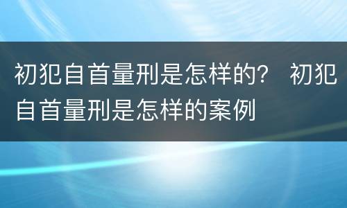 初犯自首量刑是怎样的？ 初犯自首量刑是怎样的案例