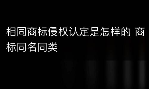 相同商标侵权认定是怎样的 商标同名同类