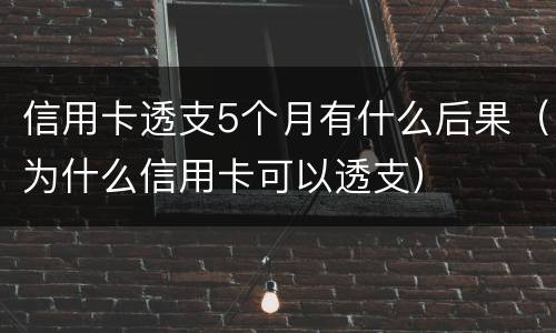 信用卡透支5个月有什么后果（为什么信用卡可以透支）