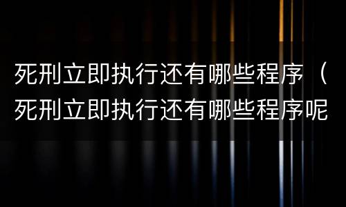 死刑立即执行还有哪些程序（死刑立即执行还有哪些程序呢）