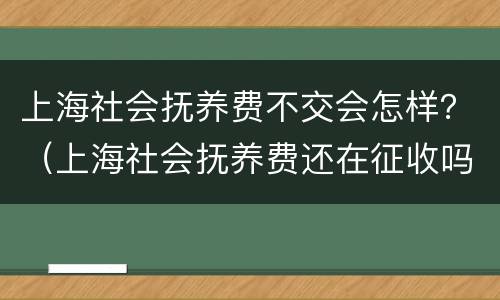 上海社会抚养费不交会怎样？（上海社会抚养费还在征收吗）