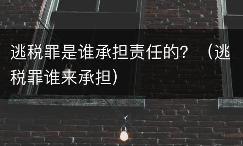 逃税罪是谁承担责任的？（逃税罪谁来承担）