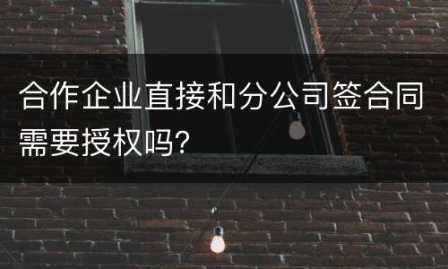 合作企业直接和分公司签合同需要授权吗？