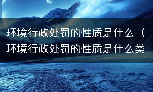 环境行政处罚的性质是什么（环境行政处罚的性质是什么类型）