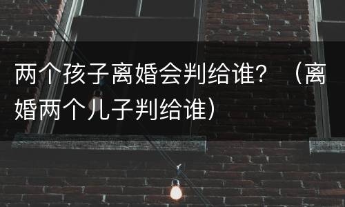 两个孩子离婚会判给谁？（离婚两个儿子判给谁）