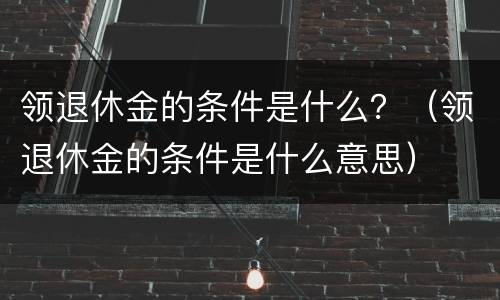 领退休金的条件是什么？（领退休金的条件是什么意思）