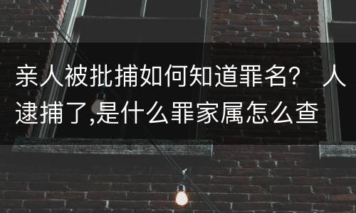 亲人被批捕如何知道罪名？ 人逮捕了,是什么罪家属怎么查