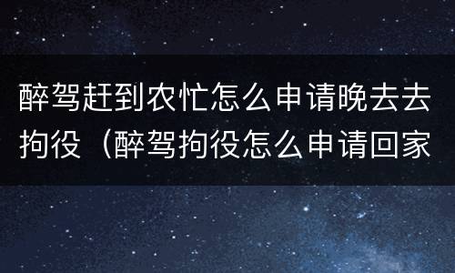 醉驾赶到农忙怎么申请晚去去拘役（醉驾拘役怎么申请回家）