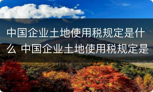 中国企业土地使用税规定是什么 中国企业土地使用税规定是什么意思