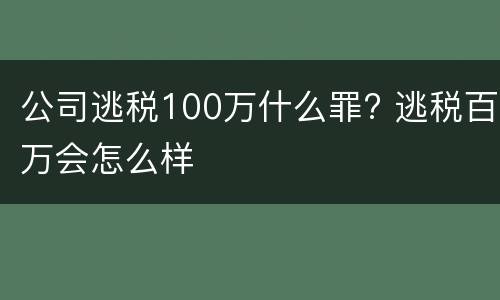 公司逃税100万什么罪? 逃税百万会怎么样