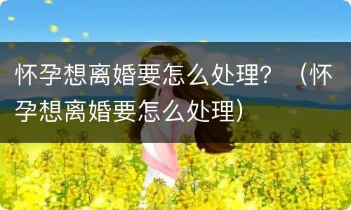 怀孕想离婚要怎么处理？（怀孕想离婚要怎么处理）