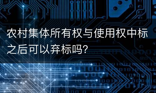 农村集体所有权与使用权中标之后可以弃标吗？