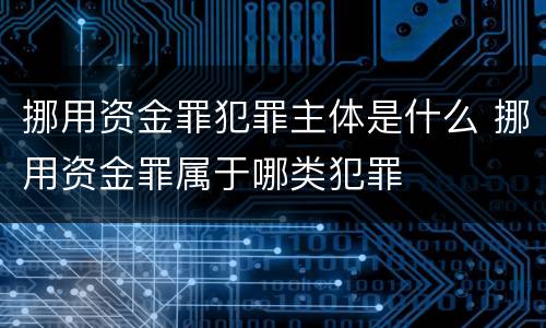 挪用资金罪犯罪主体是什么 挪用资金罪属于哪类犯罪