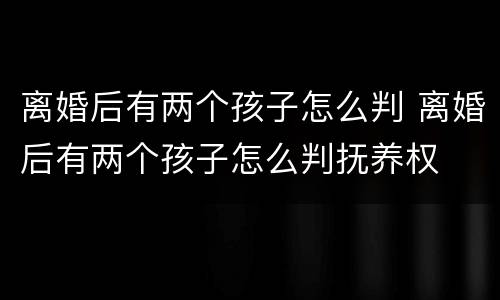 离婚后有两个孩子怎么判 离婚后有两个孩子怎么判抚养权