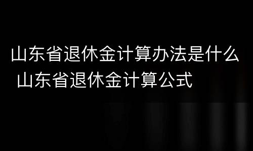 山东省退休金计算办法是什么 山东省退休金计算公式