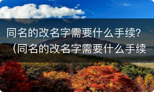 同名的改名字需要什么手续？（同名的改名字需要什么手续和证件）