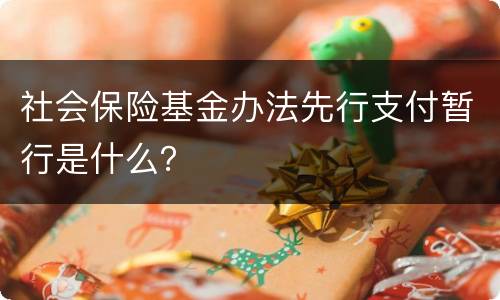 社会保险基金办法先行支付暂行是什么？