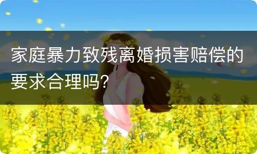 家庭暴力致残离婚损害赔偿的要求合理吗？