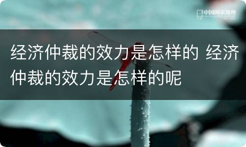 经济仲裁的效力是怎样的 经济仲裁的效力是怎样的呢