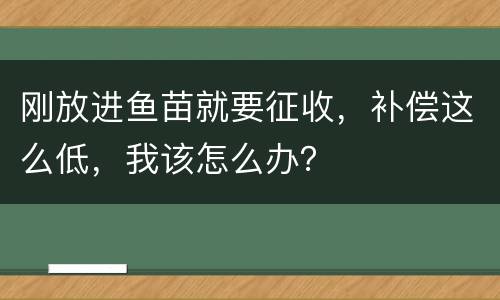 刚放进鱼苗就要征收，补偿这么低，我该怎么办？