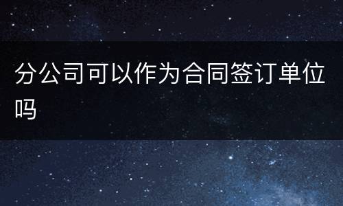 分公司可以作为合同签订单位吗