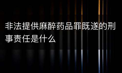 非法提供麻醉药品罪既遂的刑事责任是什么