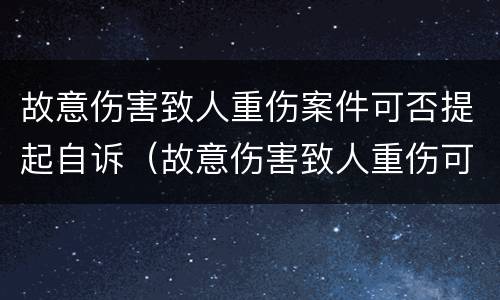 故意伤害致人重伤案件可否提起自诉（故意伤害致人重伤可以调解吗）