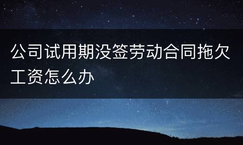 公司试用期没签劳动合同拖欠工资怎么办