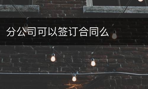 分公司可以签订合同么