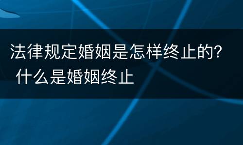 法律规定婚姻是怎样终止的？ 什么是婚姻终止