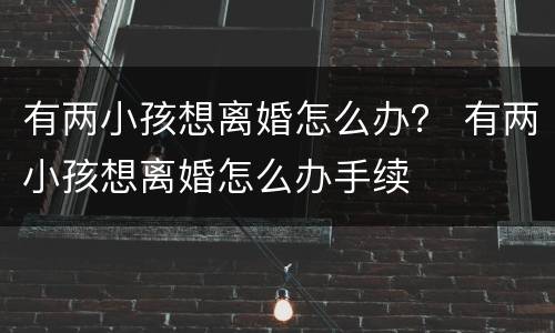 有两小孩想离婚怎么办？ 有两小孩想离婚怎么办手续