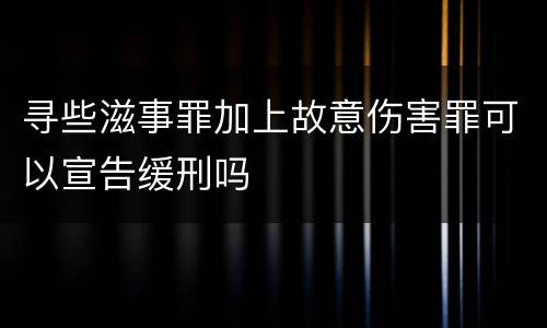 寻些滋事罪加上故意伤害罪可以宣告缓刑吗