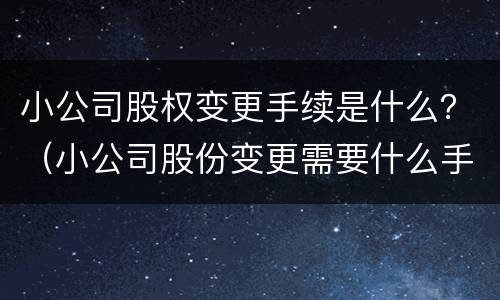 小公司股权变更手续是什么？（小公司股份变更需要什么手续）