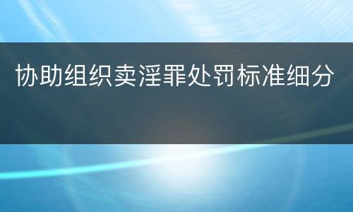 协助组织卖淫罪处罚标准细分