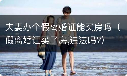 夫妻办个假离婚证能买房吗（假离婚证买了房,违法吗?）