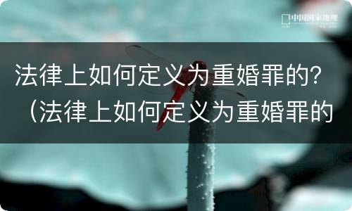 法律上如何定义为重婚罪的？（法律上如何定义为重婚罪的条件）