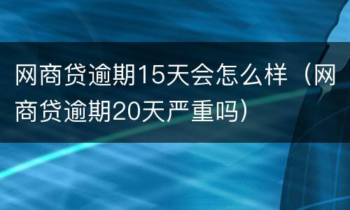 网商贷逾期15天会怎么样（网商贷逾期20天严重吗）