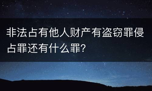 非法占有他人财产有盗窃罪侵占罪还有什么罪？