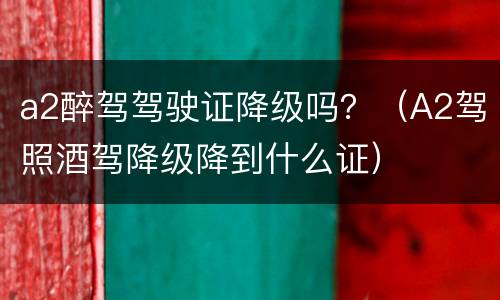 a2醉驾驾驶证降级吗？（A2驾照酒驾降级降到什么证）