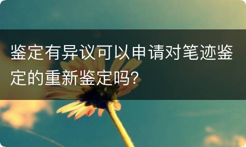 鉴定有异议可以申请对笔迹鉴定的重新鉴定吗？