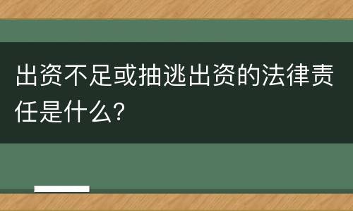 出资不足或抽逃出资的法律责任是什么？