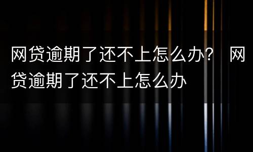 网贷逾期了还不上怎么办？ 网贷逾期了还不上怎么办