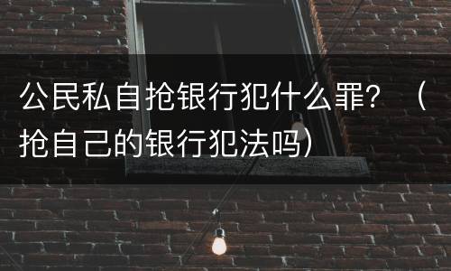 公民私自抢银行犯什么罪？（抢自己的银行犯法吗）